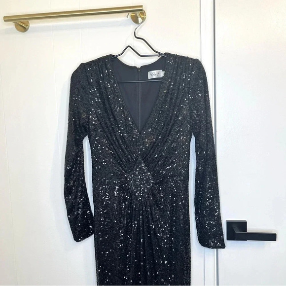 Eliza J black sequins diamond panel gown size 8 - Picture 5 of 11